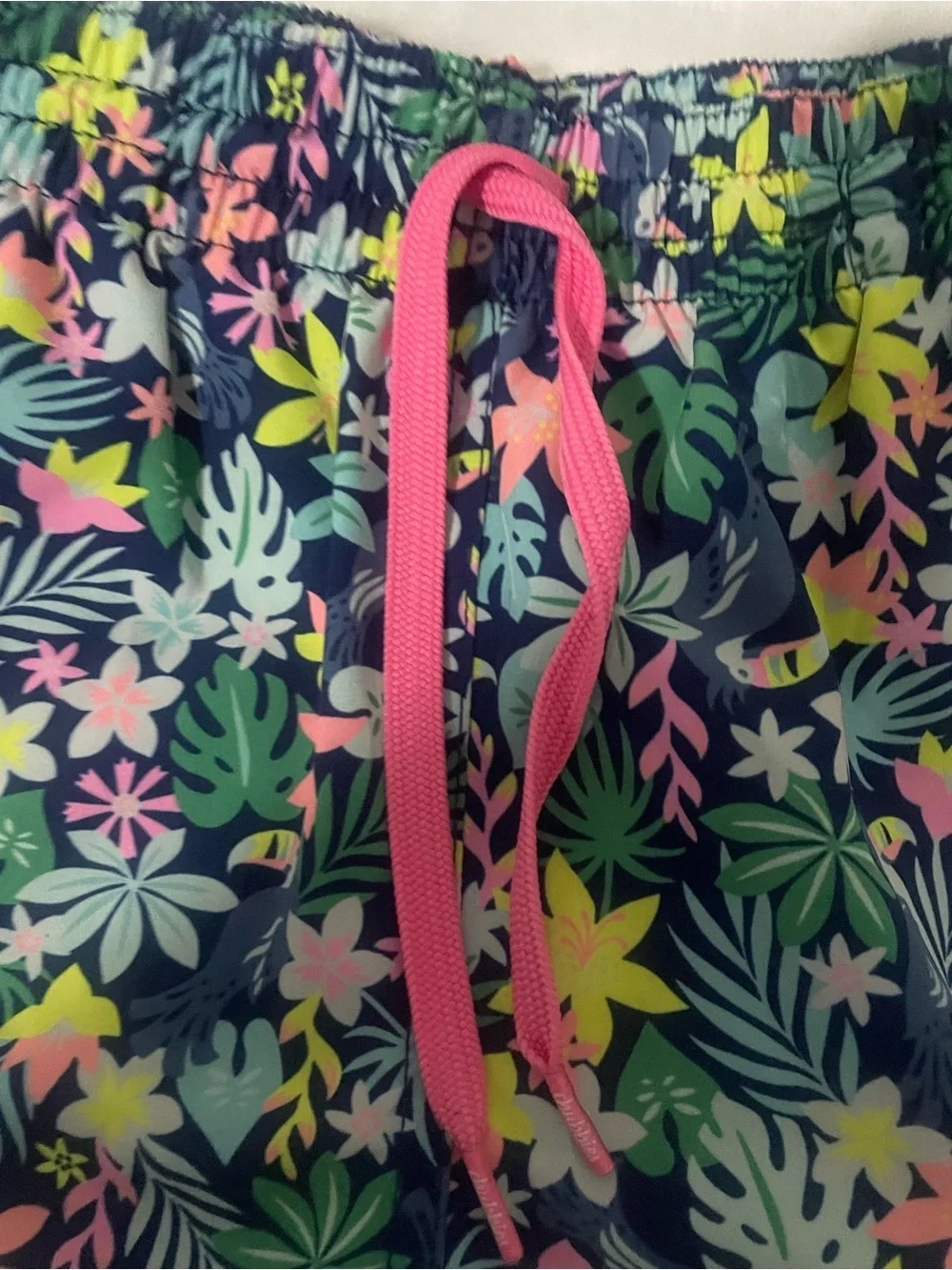 chubbies Black Tropical Floral Swim Trunks with Multicolor Print